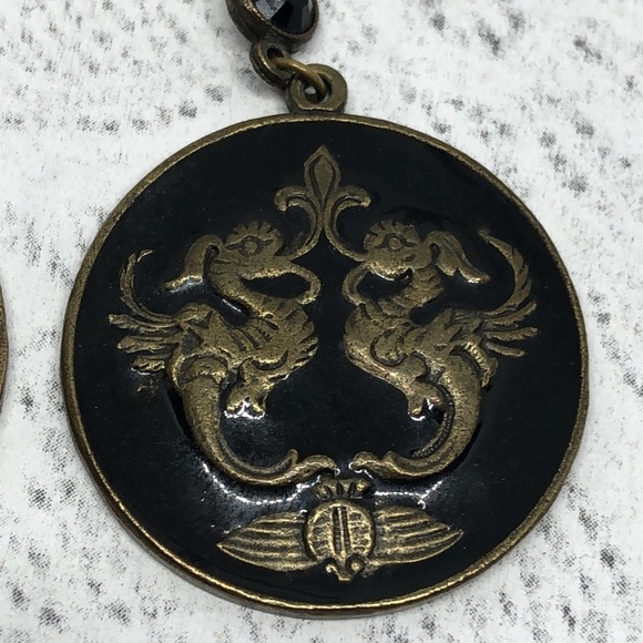 Vintage unique artisan enamel statement earrings - Picture 2 of 5